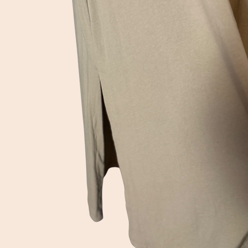 Rachel Zoe T-Shirt Maxi Dress V-Neck Size XL Khaki Short Sleeve Cotton Side Slit - Picture 8 of 13